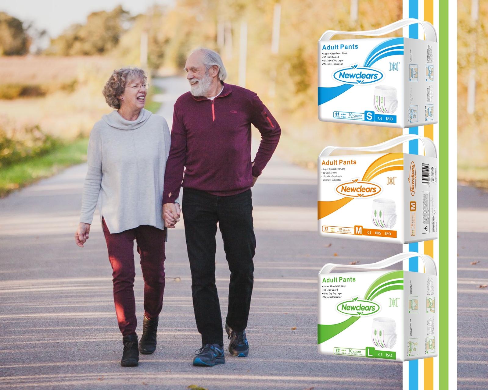 Newclears Adult Incontinence Underwear Diapers for Men Women, 20/40/60/80 ct