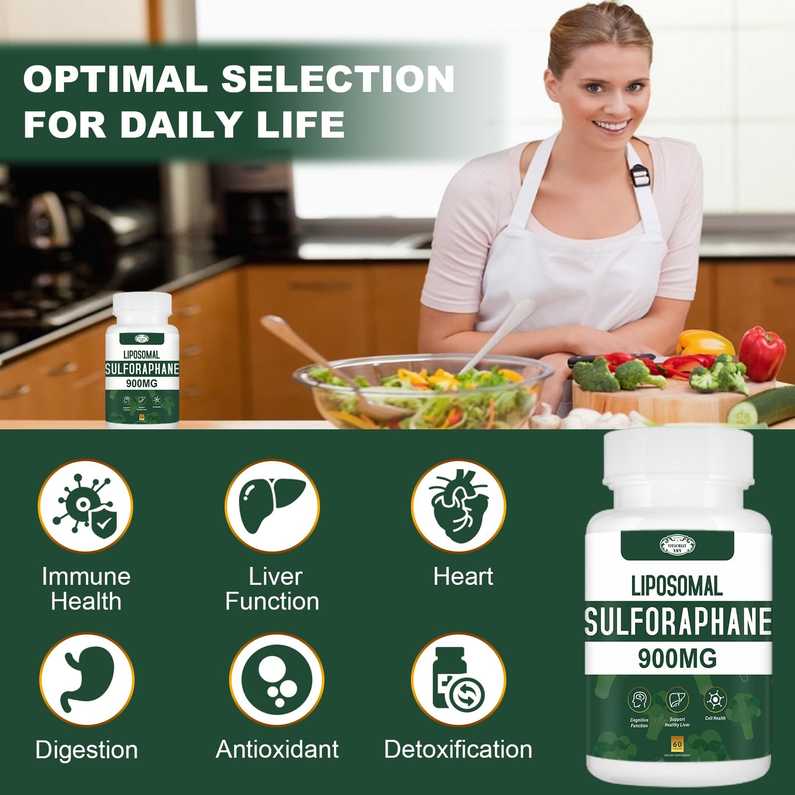 Vitacrllynmn 900Mg Liposomal Sulforaphane Supplement Broccoli Extract Liver
