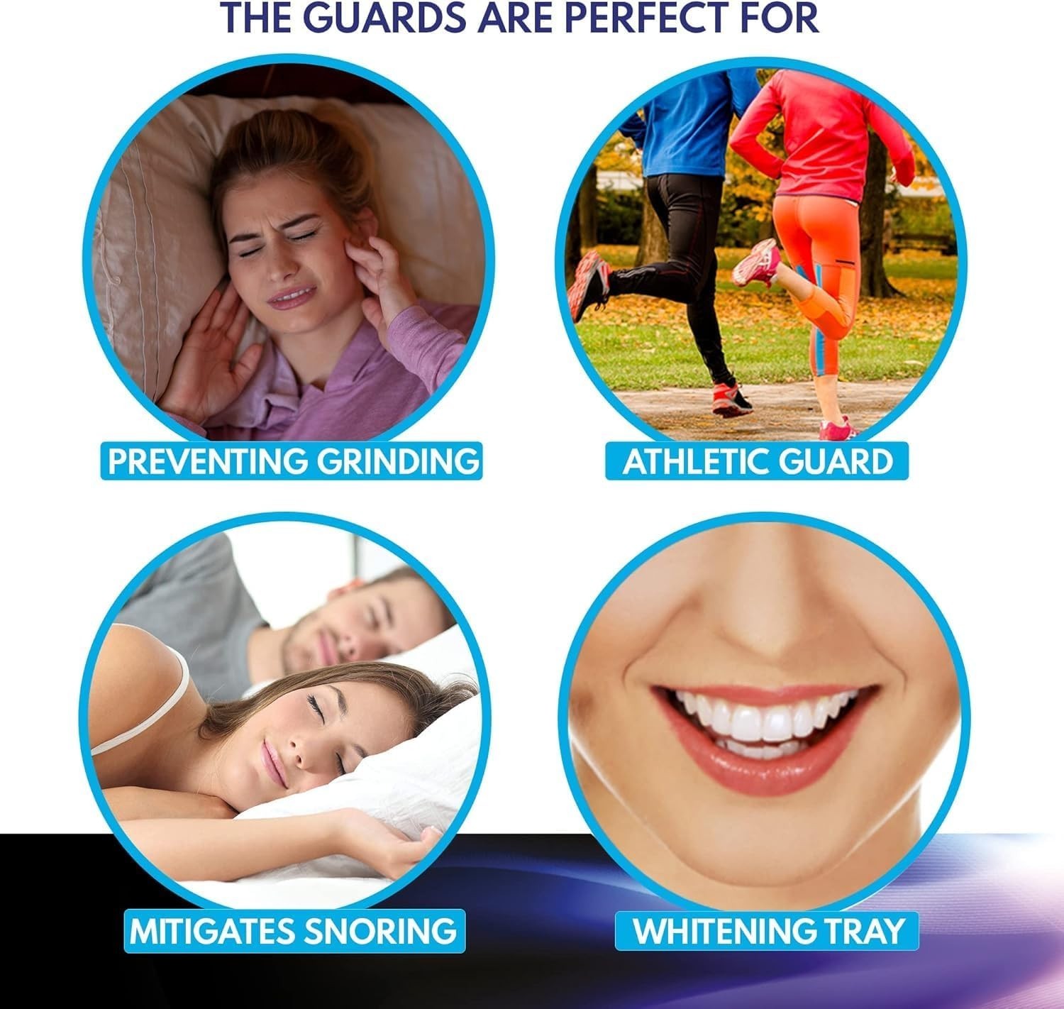 Mouth Guard 2 Sizes, Pack of 4 for Teeth Grinding at Night Clenching Moldable