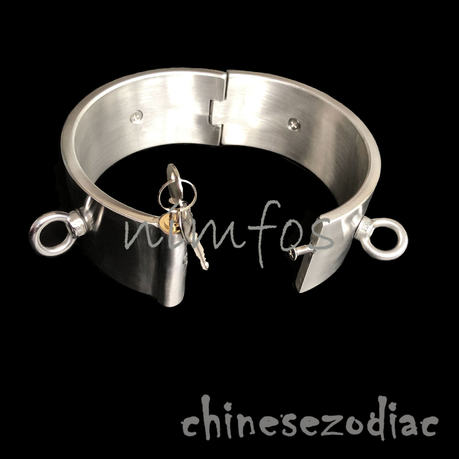 6CM High Heavy Duty 4 Ears Stainless Steel Neck Collar Restraint with Press Lock
