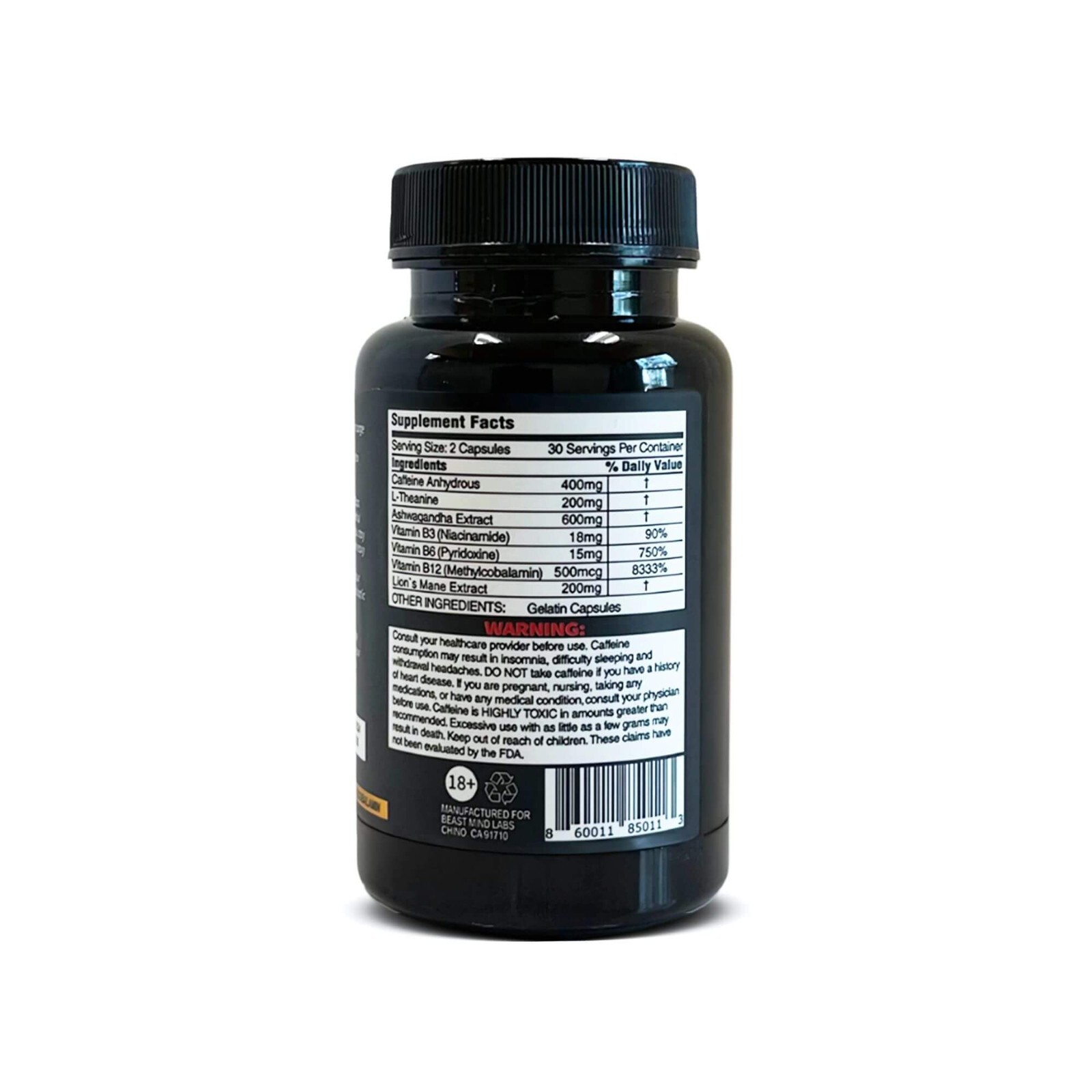 Extreme Energy Pills | 400mg Caffeine | 600mg Ashwagandha | 200mg Lions Mane