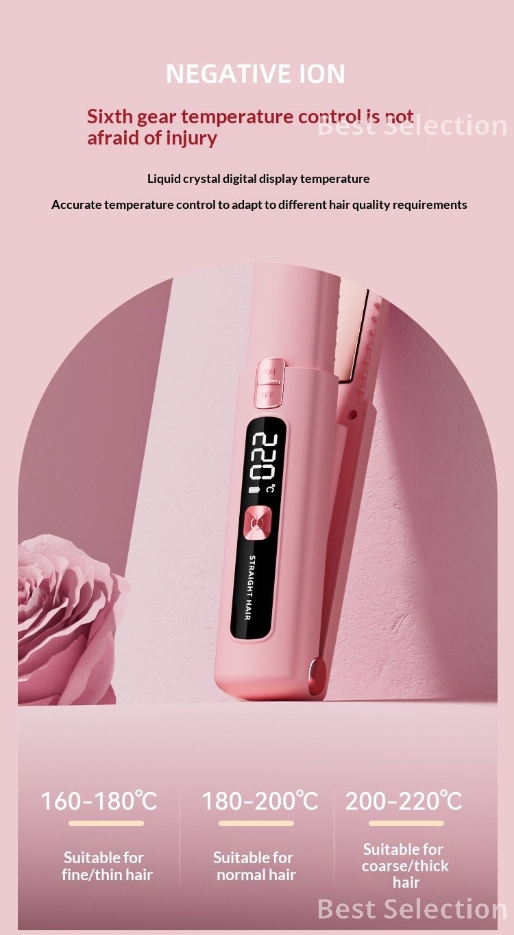 Cordless Hair Straightener and Curler Rechargeable Travel Flat Iron for Women