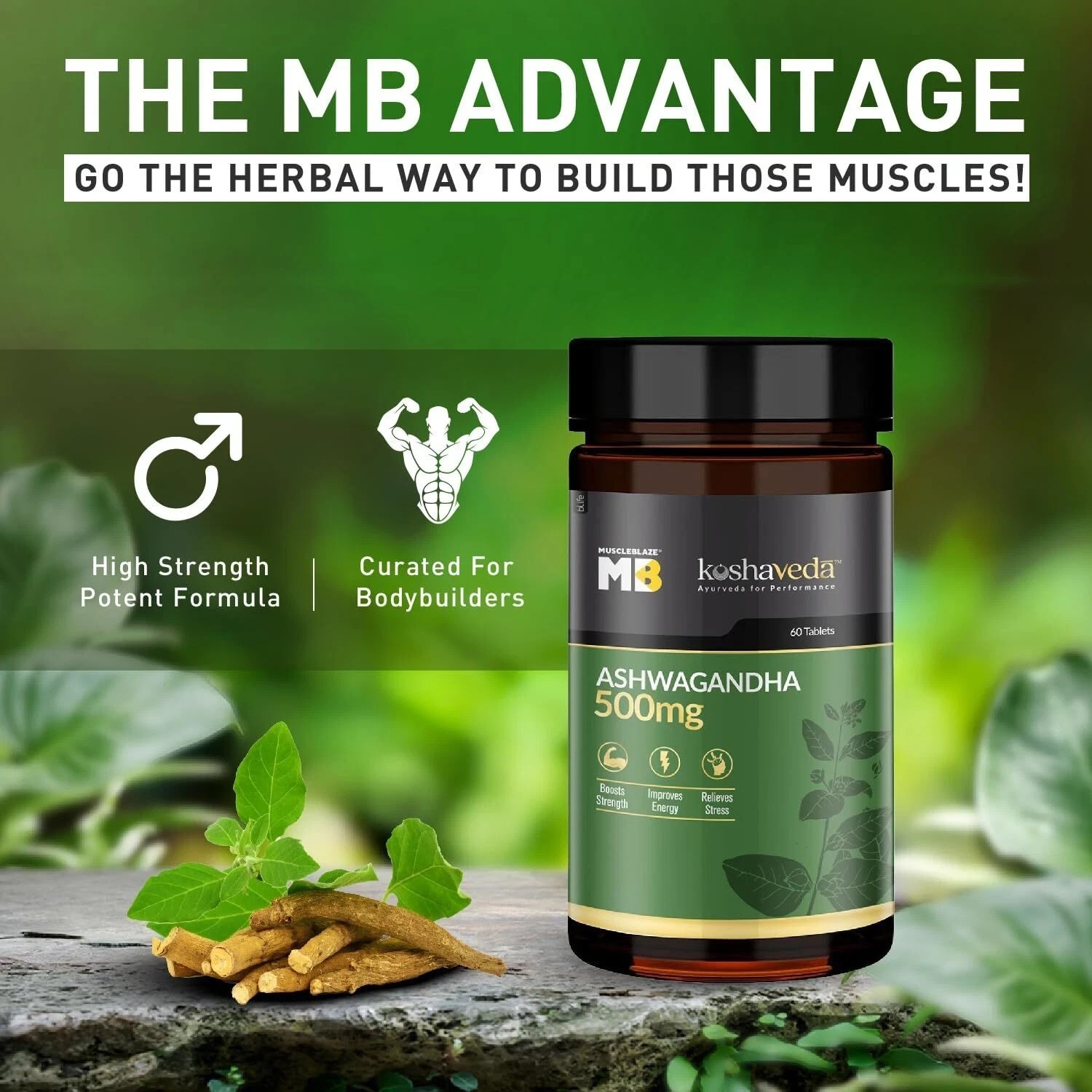 MuscleBlaze Koshaveda Ashwagandha 500mg (60 Tablets) with KSM-66