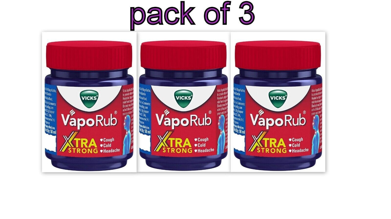 Vicks VapoRub Xtra Strong, 50 ml (pack of 3)