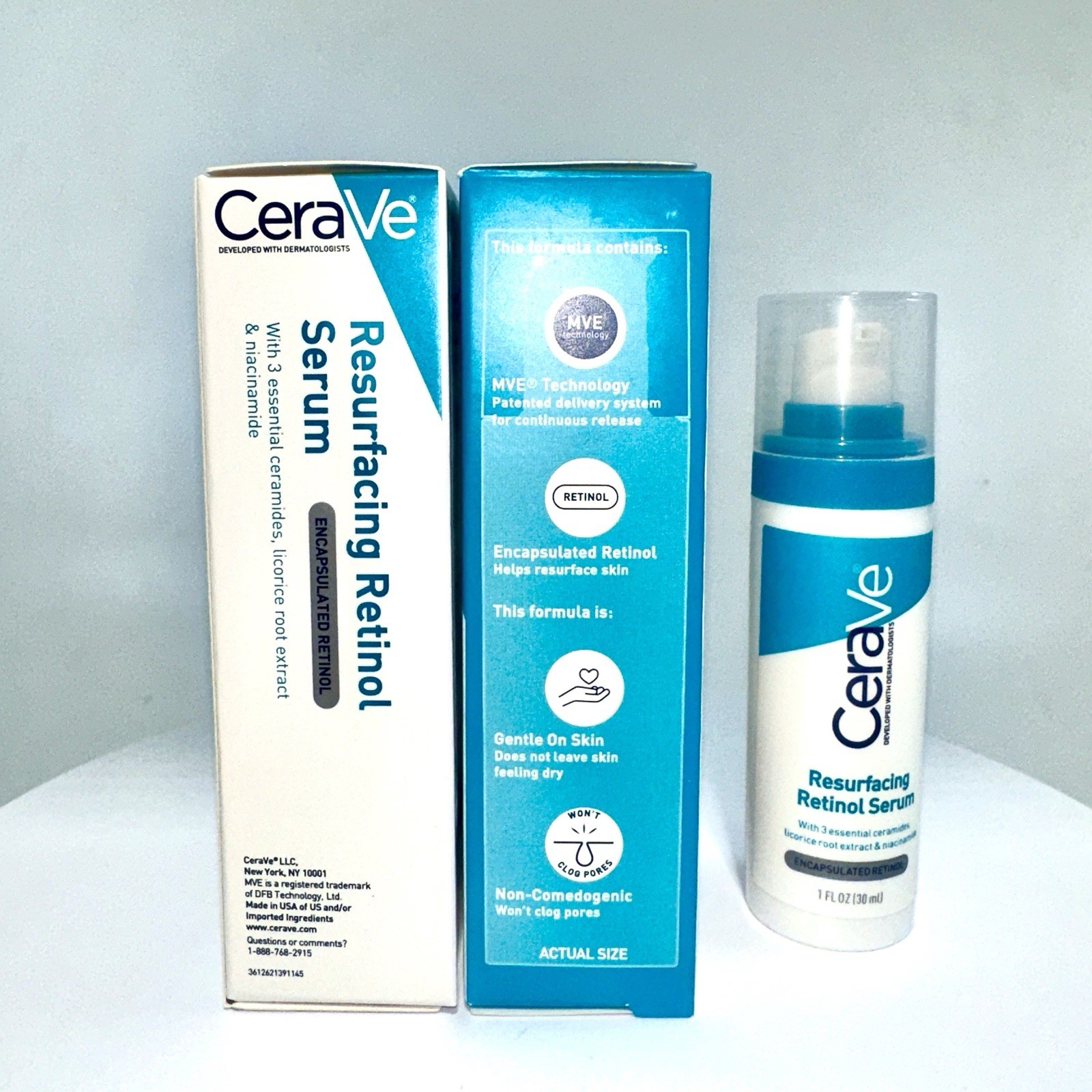 CERAVE RESURFACING RETINOL SERUM 1 OZ BOXED LOT OF 2