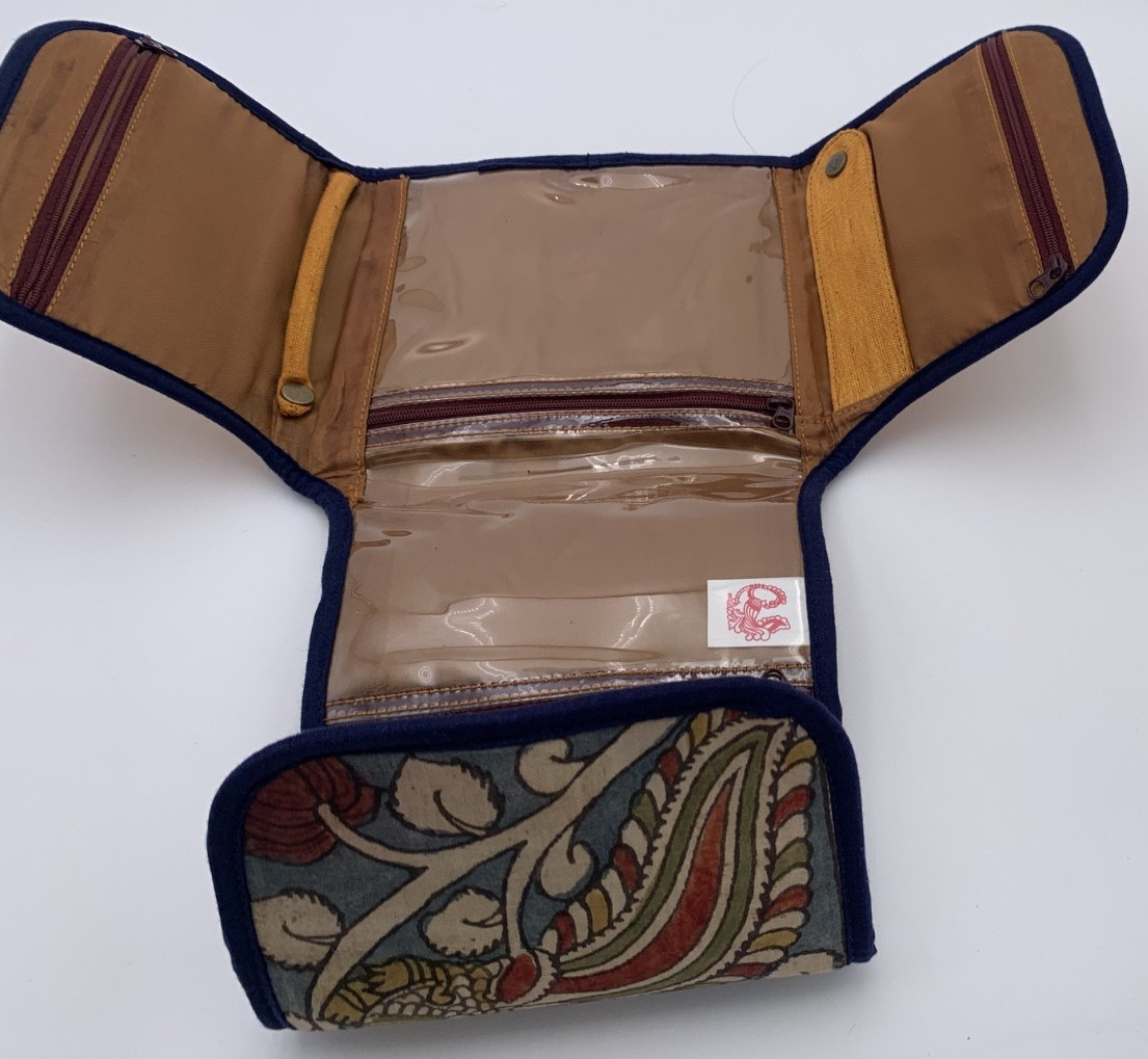 British Yellow Unbranded Travel Makeup Bag Wallet With Peacock Design