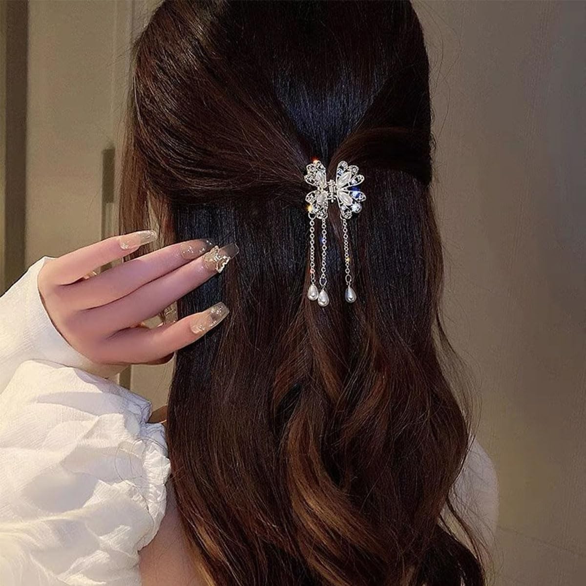 GeoGeoDIY 4 PCS Butterfly Tassel Hair Clip Set, 4 Count (Pack of 1), Gold