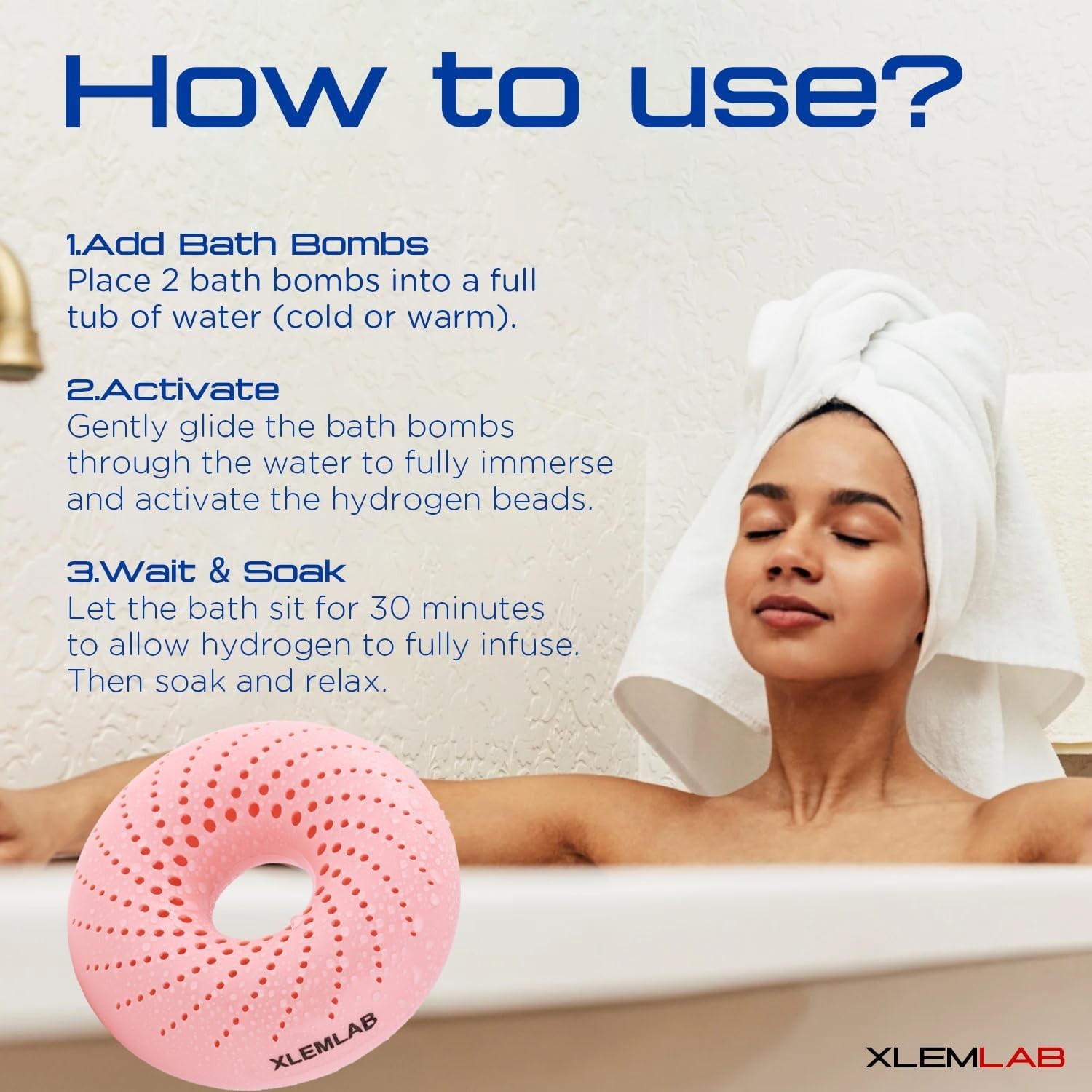 XLEMLAB 14 Days Reuseable Molecular Hydrogen Bath Bombs for Muscle Relief (14C