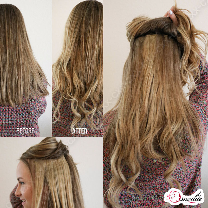 Thick Double Weft Seamless Clip In Real Remy Human Hair Extensions Full Head USA