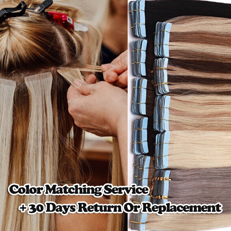 Tape in Human Hair Extensions Invisible Adhesive Glue Skin Weft Remy Hair16-26in