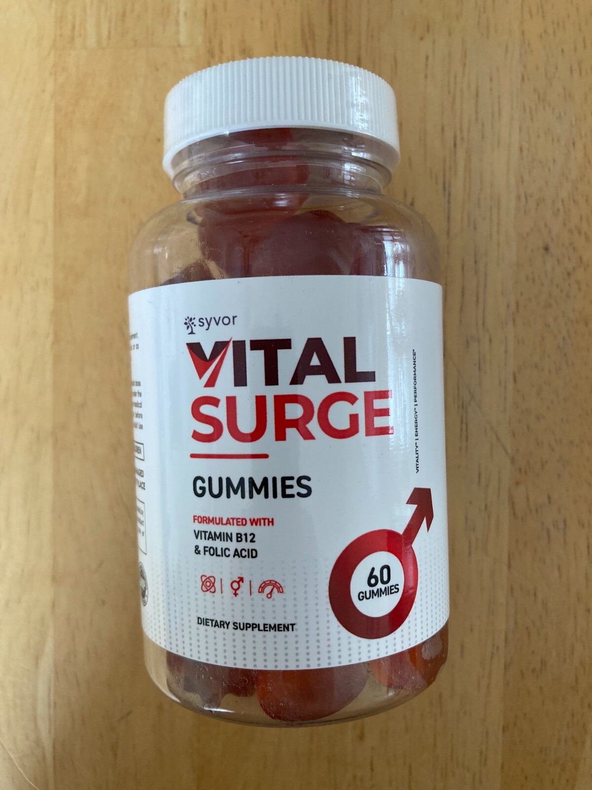 Syvor Vital Surge Test Booster Gummies With Vitamin B12 Folic Acid 60 Count