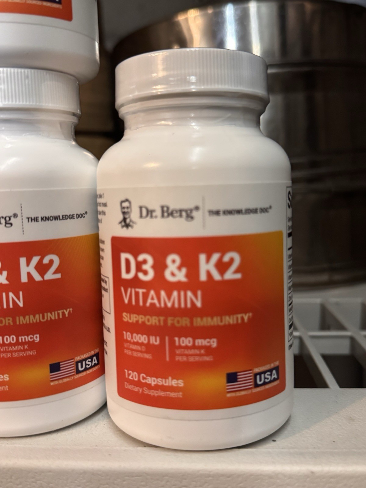 FOUR Dr. Berg’s Nutritionals 100mg Vitamin D3 & K2 Supplement – 120 Capsules