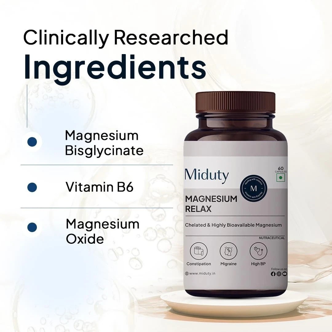Miduty Chelated Magnesium Bisglycinate (Glycinate) – 1000mg Supplement