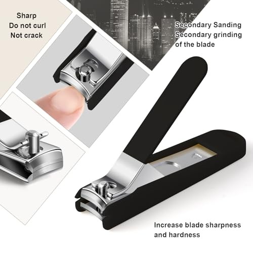 6-Piece Nail Clipper Set with Nail File, Tweezers and Ingrown Retired Black