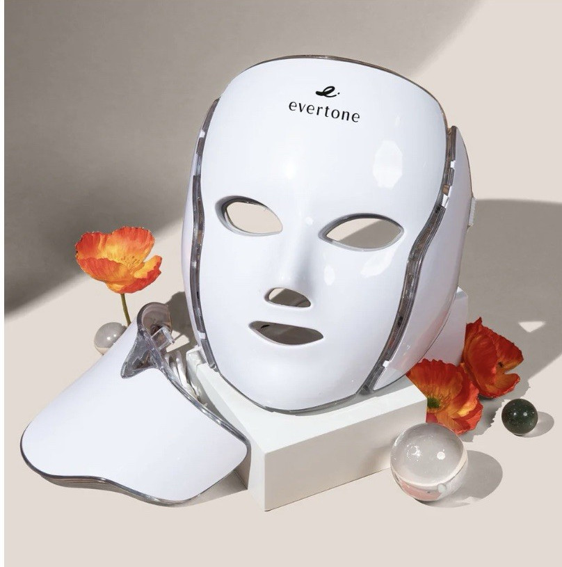 evertone Omniglow LED Light Therapy Mask Face & Neck Adjustable White