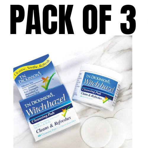 Witch Hazel Cleansing Pads – 60 Count (Pack of 3)
