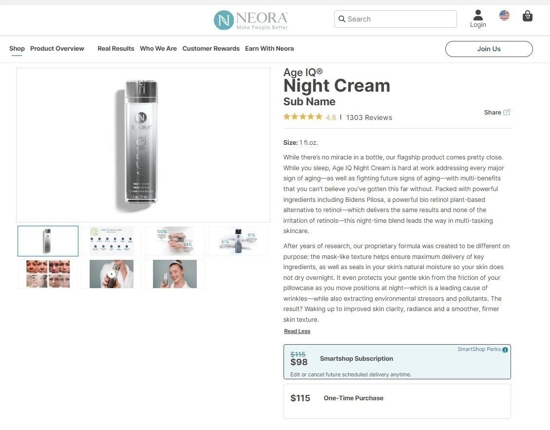 Neora Age IQ Night Cream 30ml Overnight Anti-Aging Moisturizer NEW🚚From USA🚚