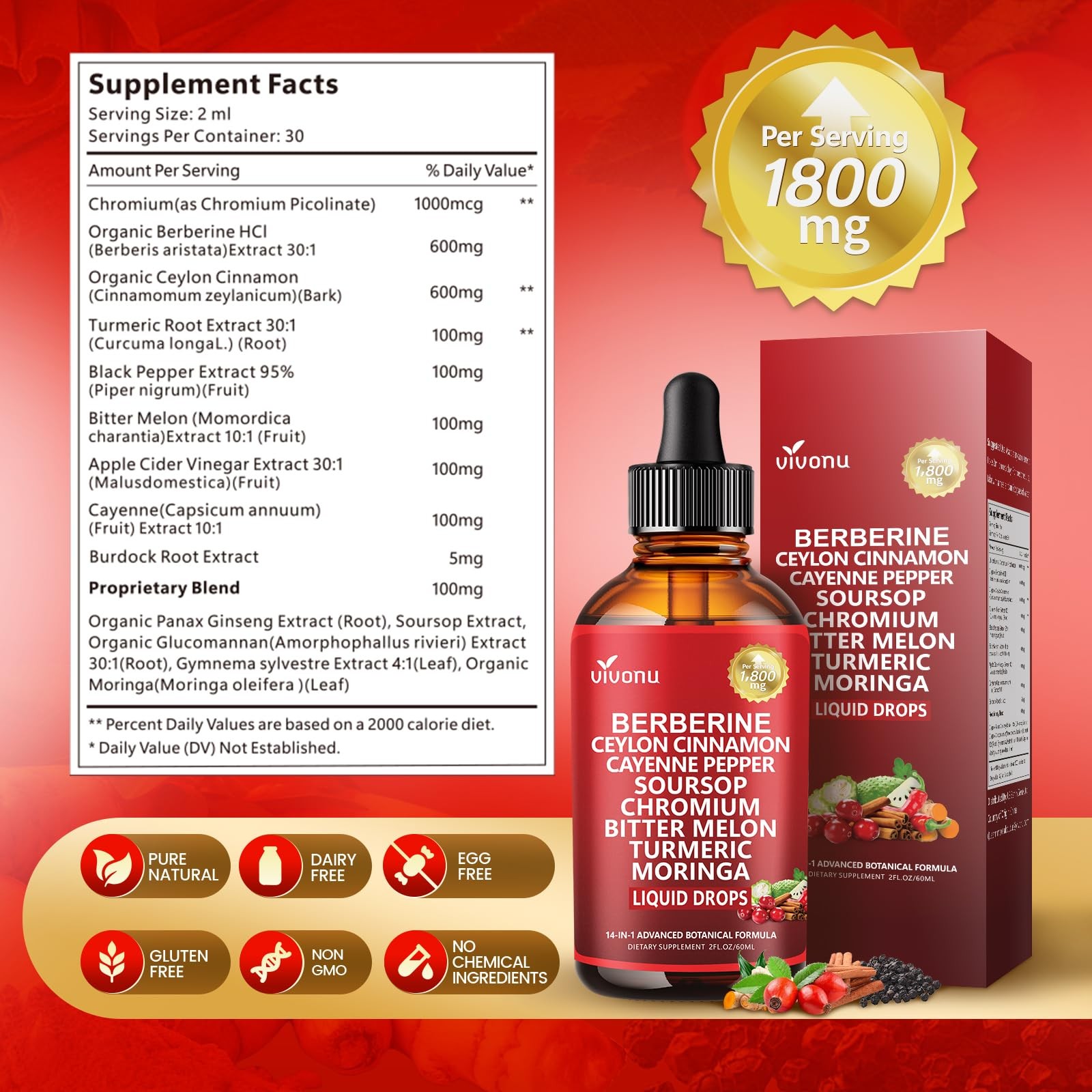 14-in-1 Berberine with Ceylon 2 Fl Oz (Pack of 1), 2 1)