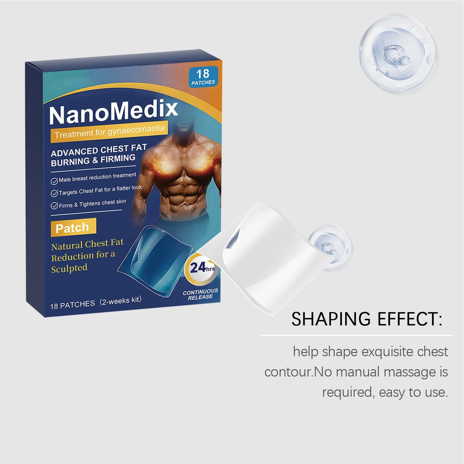 Male Breast Patch 18 Pieces Male Chest Firming Sticker Body Sculpting Patch