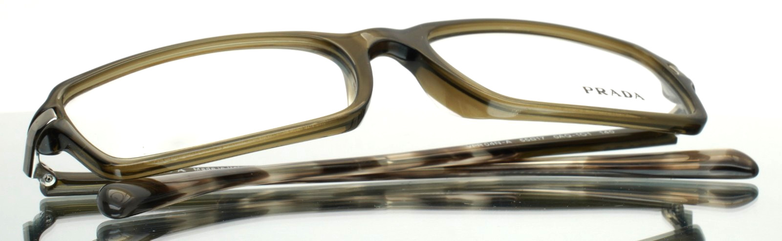 PRADA VPR04N-A 0AQ-1O1 Olive Mens Rectangle Full Rim Eyeglasses 55-17-140 B:32