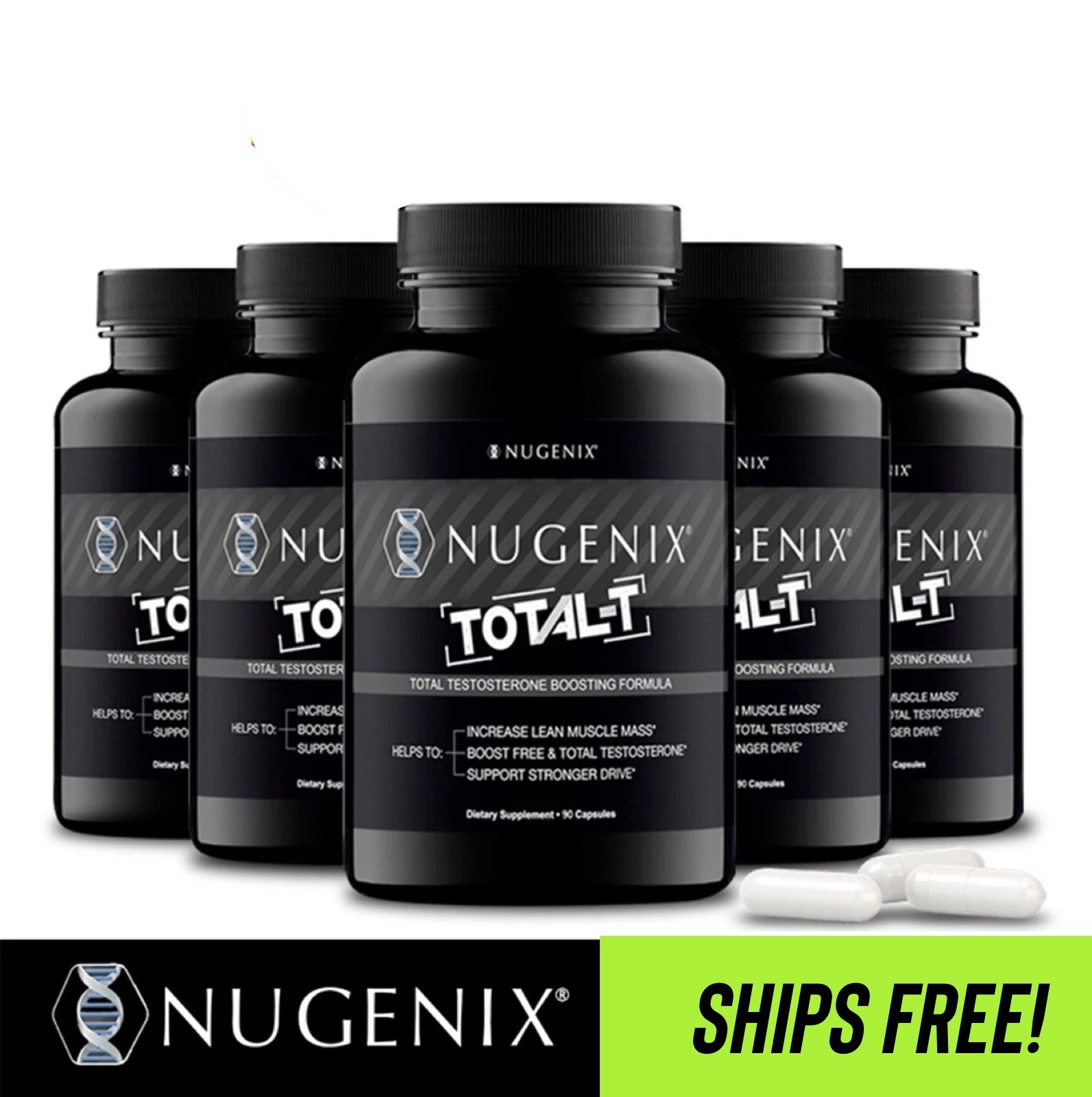NUGENIX TOTAL T 5 PACK Testosterone Booster for Men, Energy, Endurance NEW