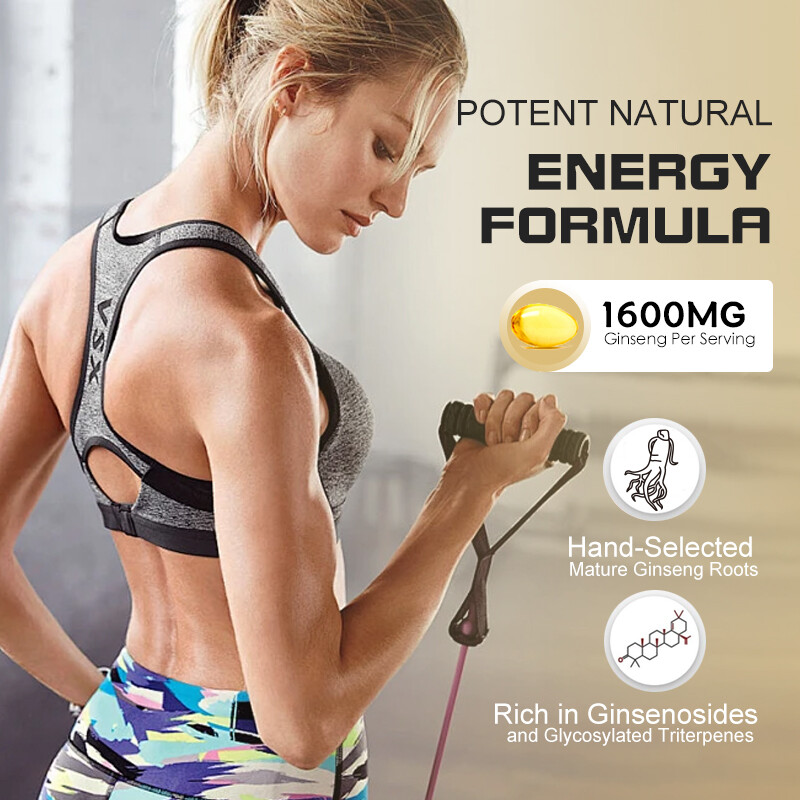 Korean Red Panax Ginseng 120 Capsules – 1600mg Extra Strength NON-GMO No Fillers