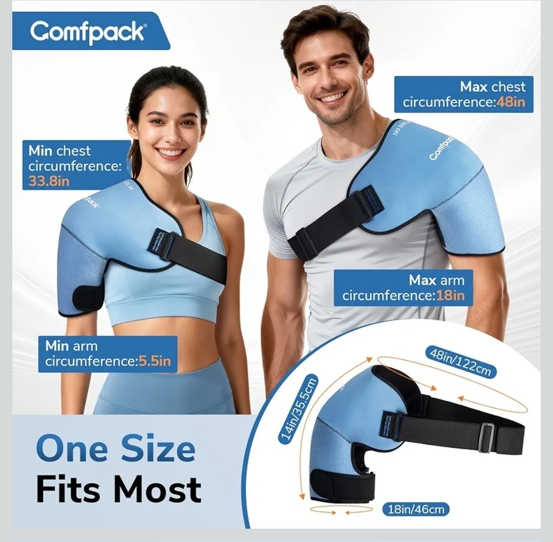 Shoulder Ice Pack Brace 3D Gel Hot Cold Compression With Neoprene Comfort Cover