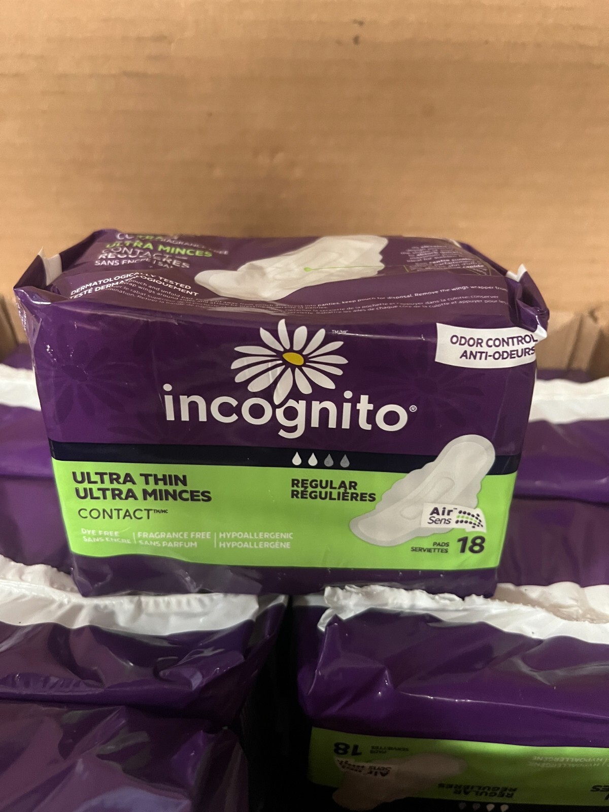 INCOGNITO 12 Packs Regular Ultra Thin Hypoallergenic Pads 216 Pieces