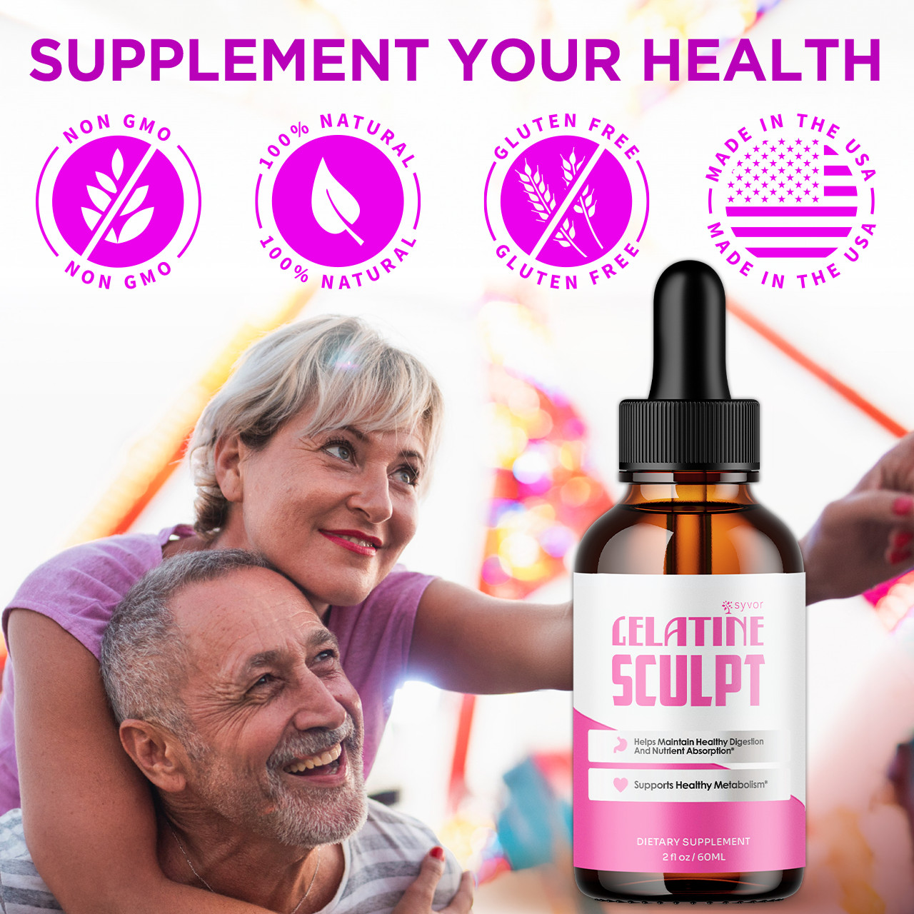 (2 Pack) Gelatine Sculpt Drops Advanced Health & Fitness Supplement 60 Servings