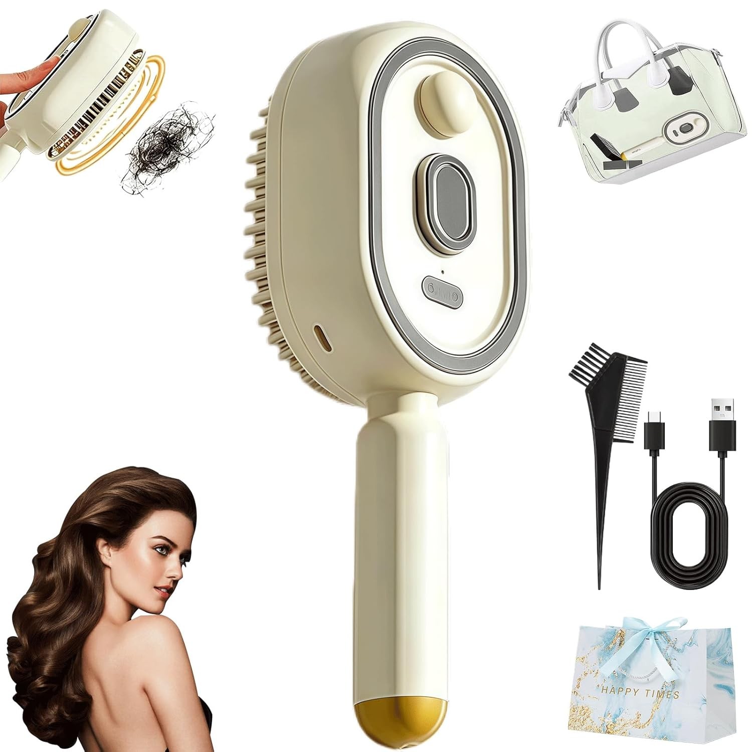 Electric Spray Air Cushion Massage Comb,3-In-1 Rechargeable Spray Massage Comb