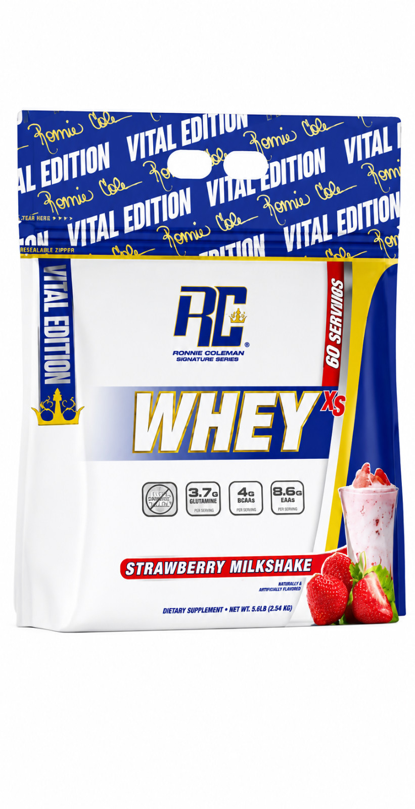 10 Lbs Ronnie Coleman Whey Protein Powder 2-5 lb Bags Strawberry Milkshake
