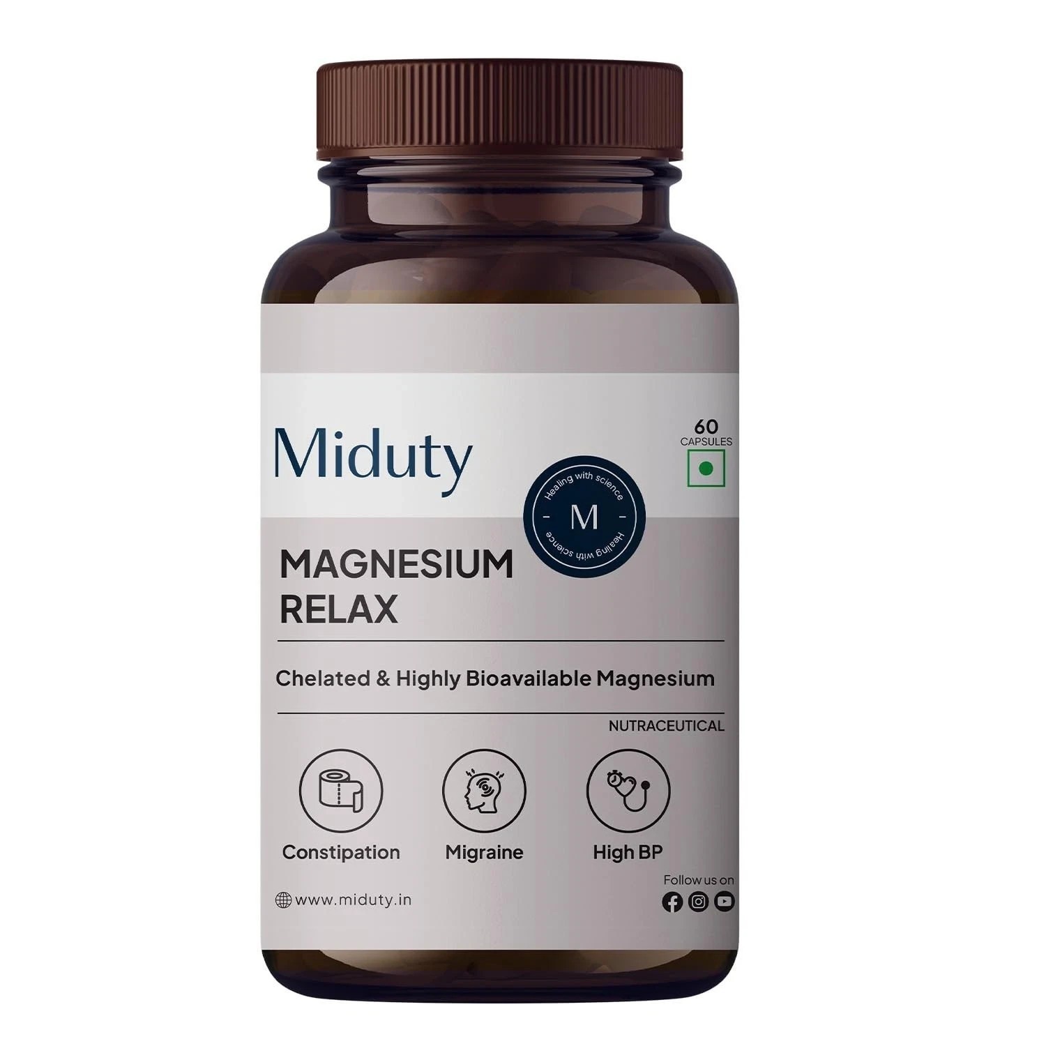 Miduty Chelated Magnesium Bisglycinate (Glycinate) – 1000mg Supplement