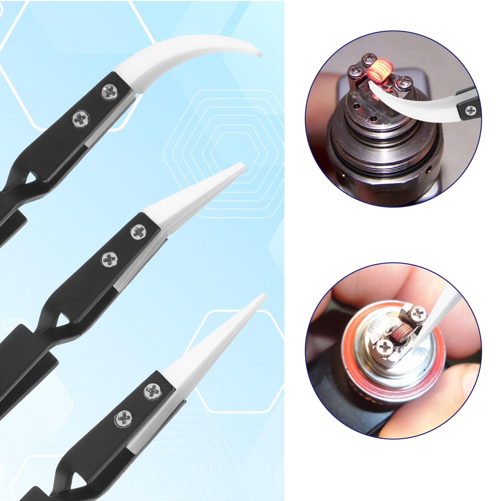 6 Pcs Precision Reverse Ceramic Tweezers Black Non-Conductive Solder Tweezer Ant