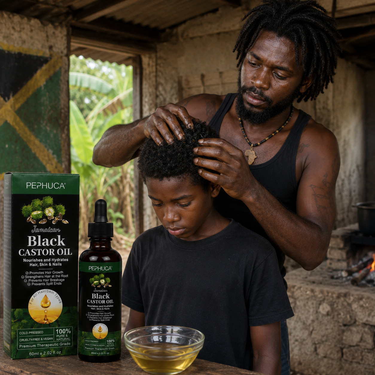 Pephuca Jamaican Black Castor Oil 2.02 oz Cold Pressed Hair Skin Nail Care