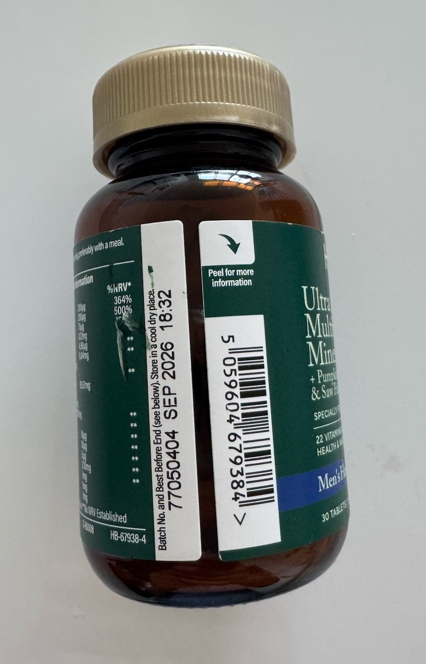 H&B Ultra Man Multivitamin & Minerals + Saw Palmetto & Pumpkin Seed 30 Tabs