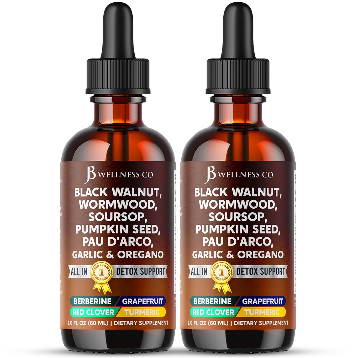 USA MADE! Wormwood Black Walnut Cleanse for Humans Drops Liquid Soursop Garlic