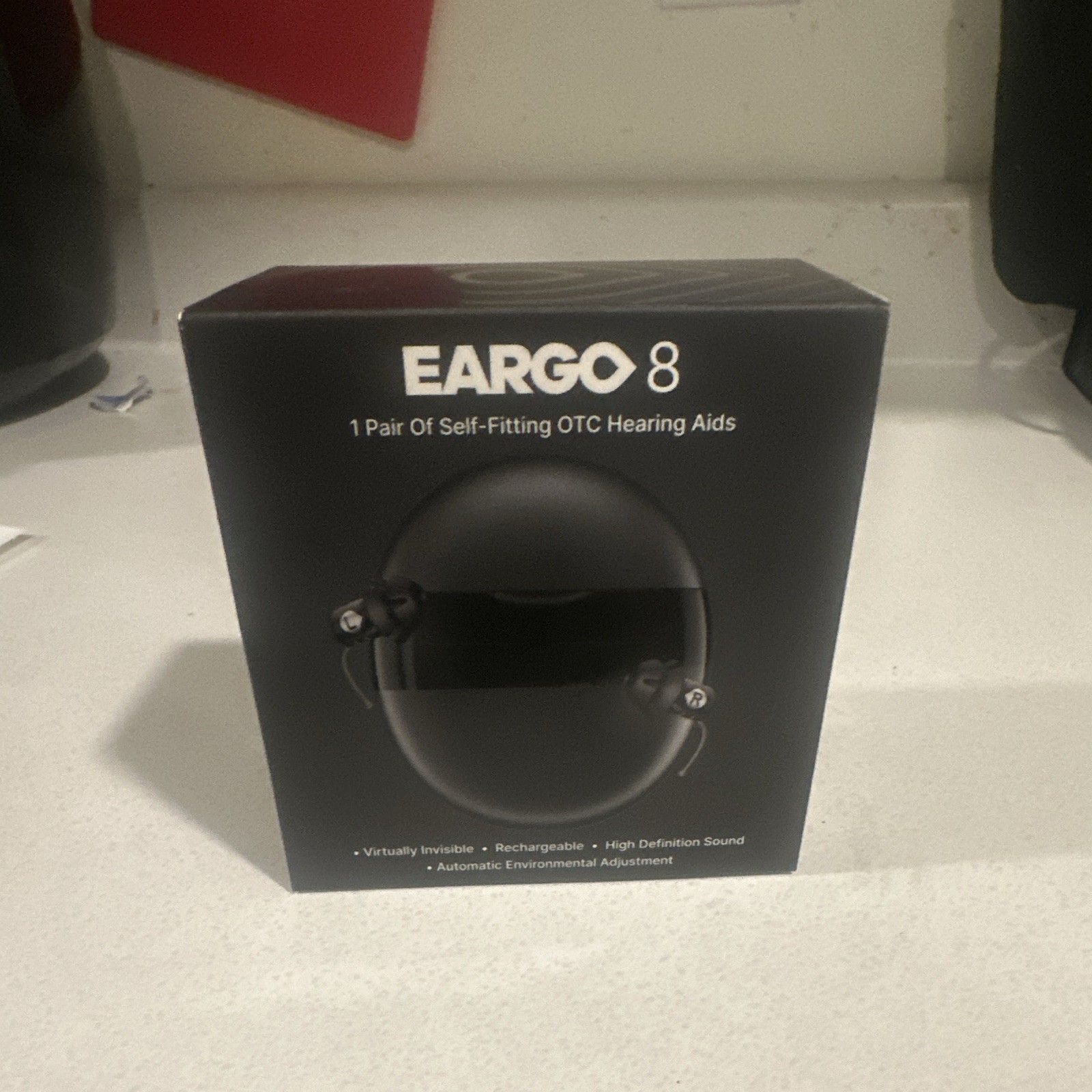 Eargo 8 CIC Self-Fitting OTC Hearing Aids, Rechargeable w/ Portable Charger