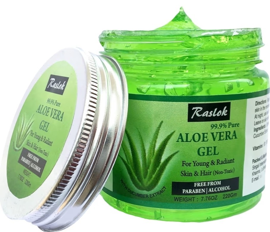 Raslok Aloe Vera Gel Cucumber 7.76oz Pure Organic Moisturizer Face Skin Hair