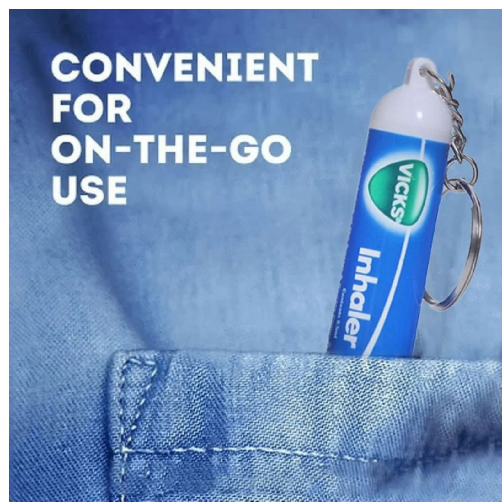 Vicks Nasal Inhaler Travel Size With Keyring Portable Pack of 12 0.02oz/0.5ml
