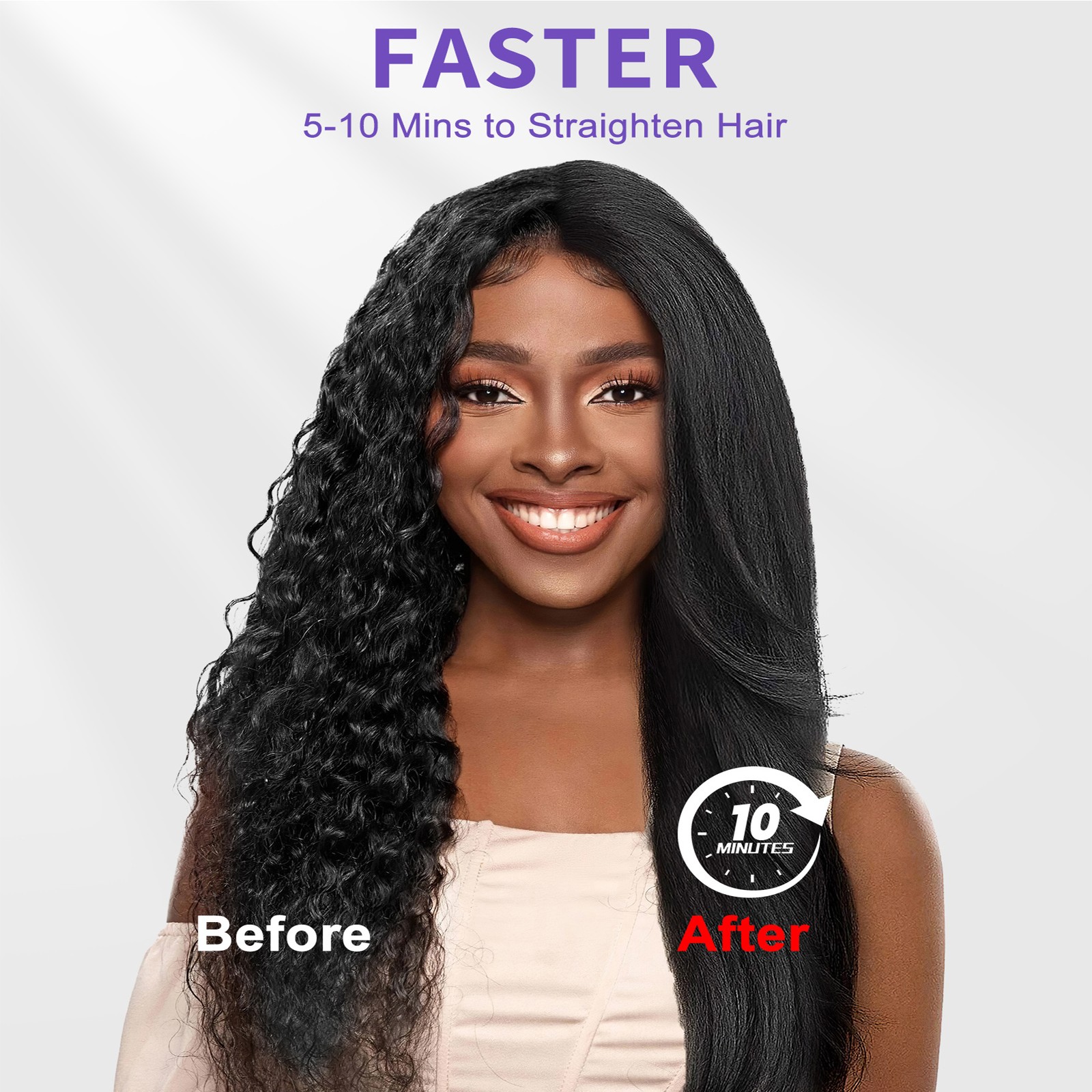 Steam Hair Straightener Brush – Ionic Plus Steam Straightening Brush for Smooth
