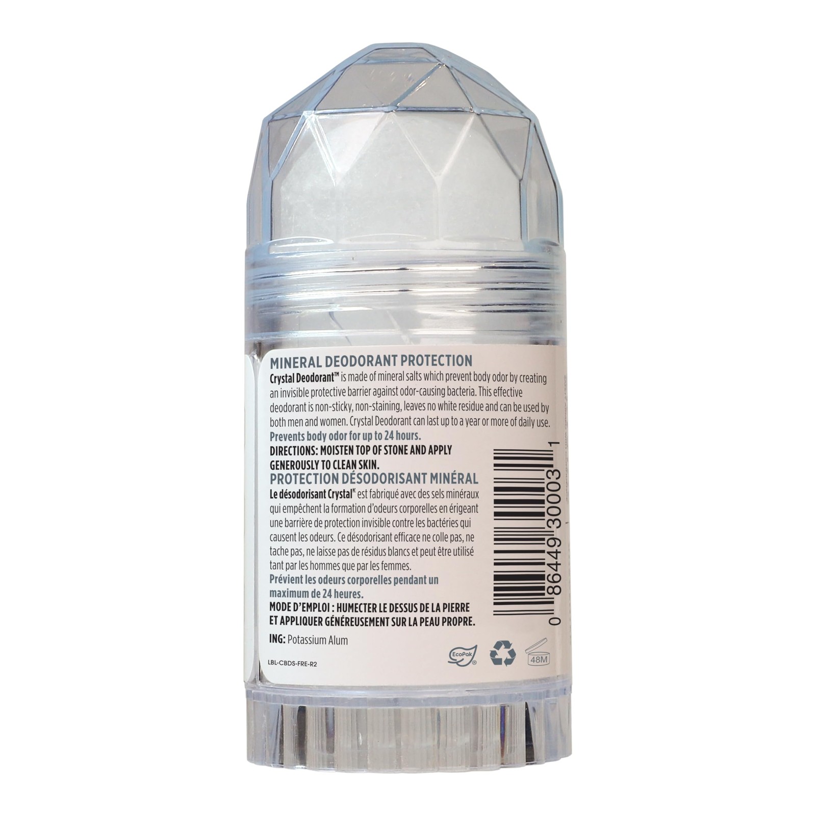 Crystal Mineral Deodorant Stick, Unscented 4.25 Ounce (Pack of 3), White