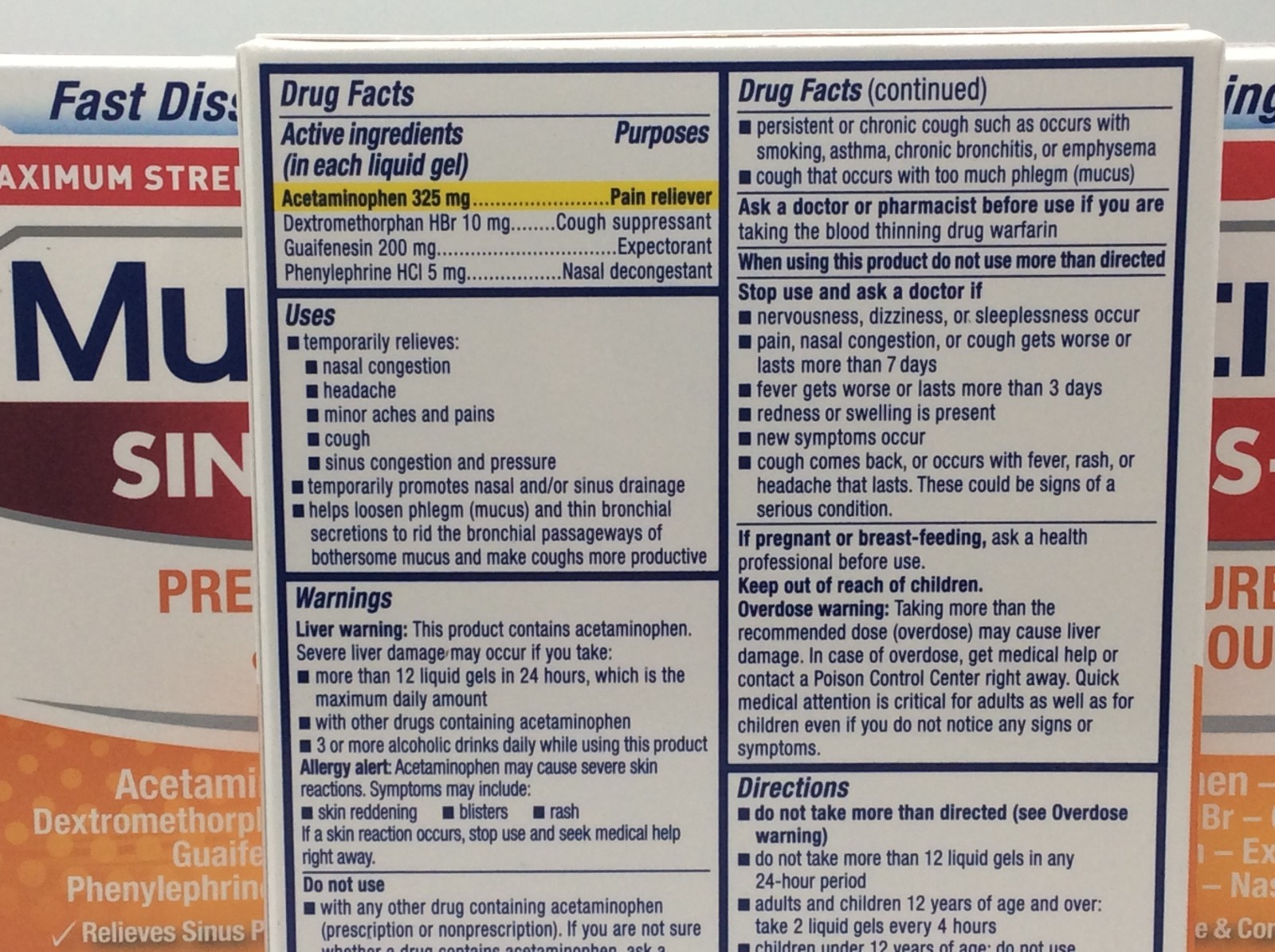 Mucinex Sinus-Max Max Pressure Pain & Cough, 24 Capsules🎈09/2026🎈