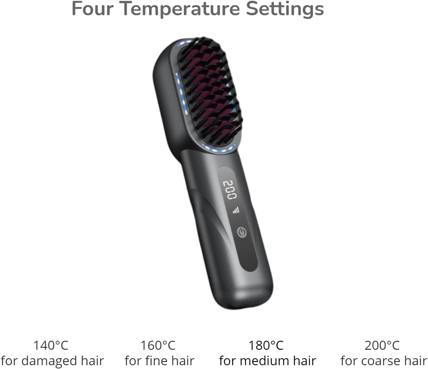 Electric Hair Straightening Comb Rechargeable 5000mAh Battery Powered Cordless