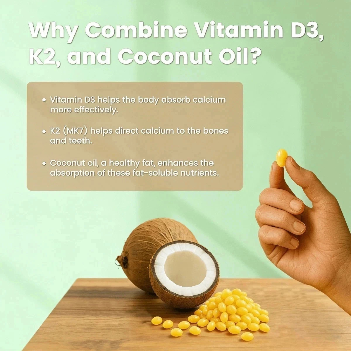 VEV 2-in-1 D3 K2 10000IU Softgels 300pcs Virgin Coconut Oil Supplement