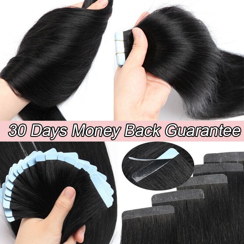 Tape in Human Hair Extensions Invisible Adhesive Glue Skin Weft Remy Hair16-26in