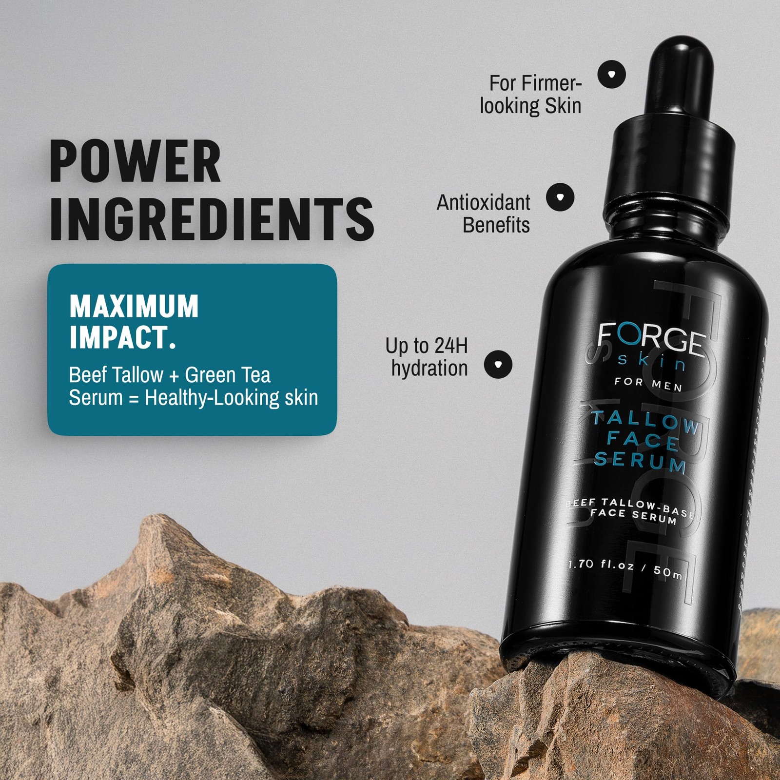 FORGE SKIN® Night Beef Tallow Serum for Men [TALLOW-BASED] – Facial Essence…