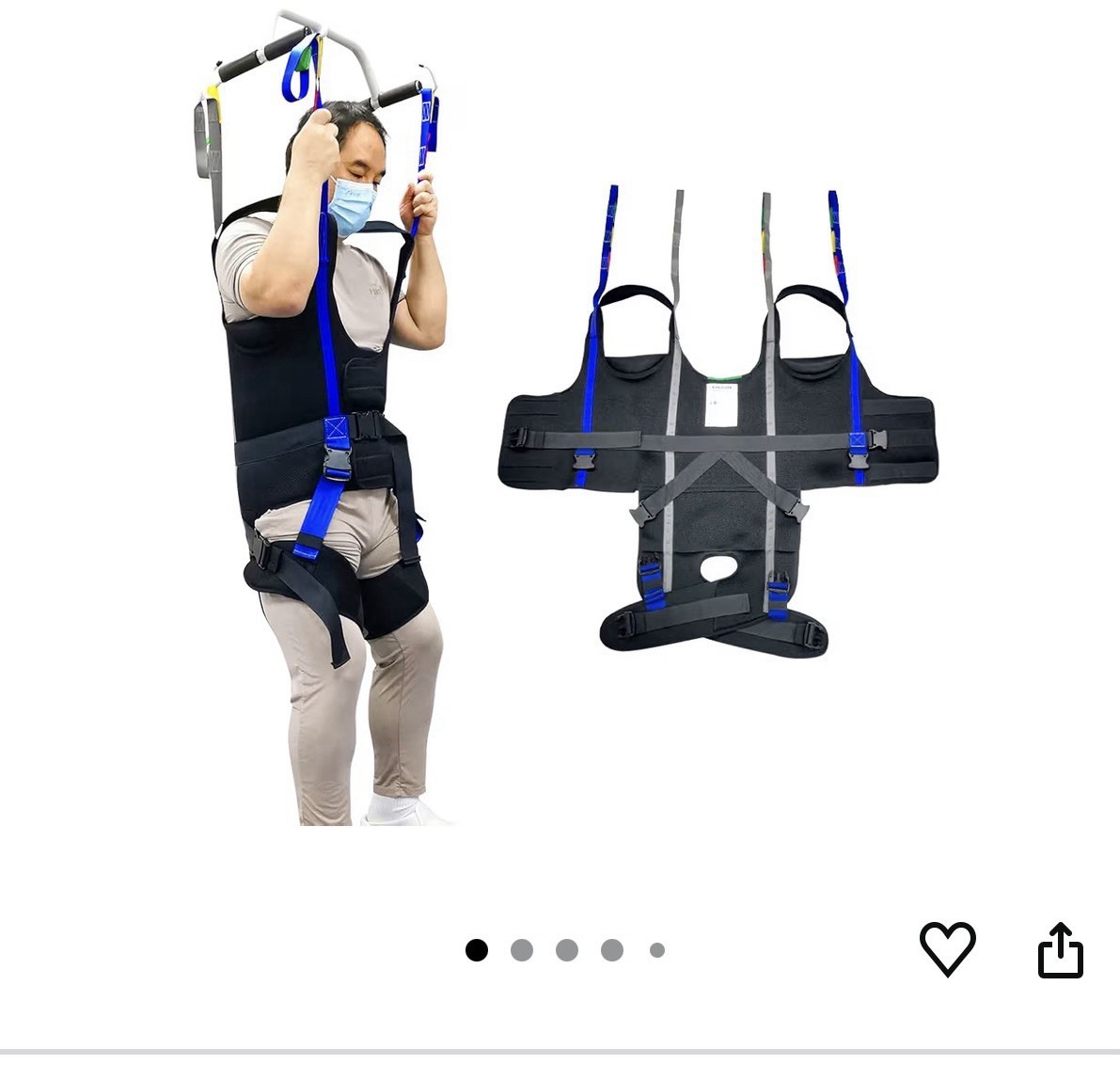 Full Body Lift Sling Hover Patient Walking Standing Aid Adjustable Waist Range