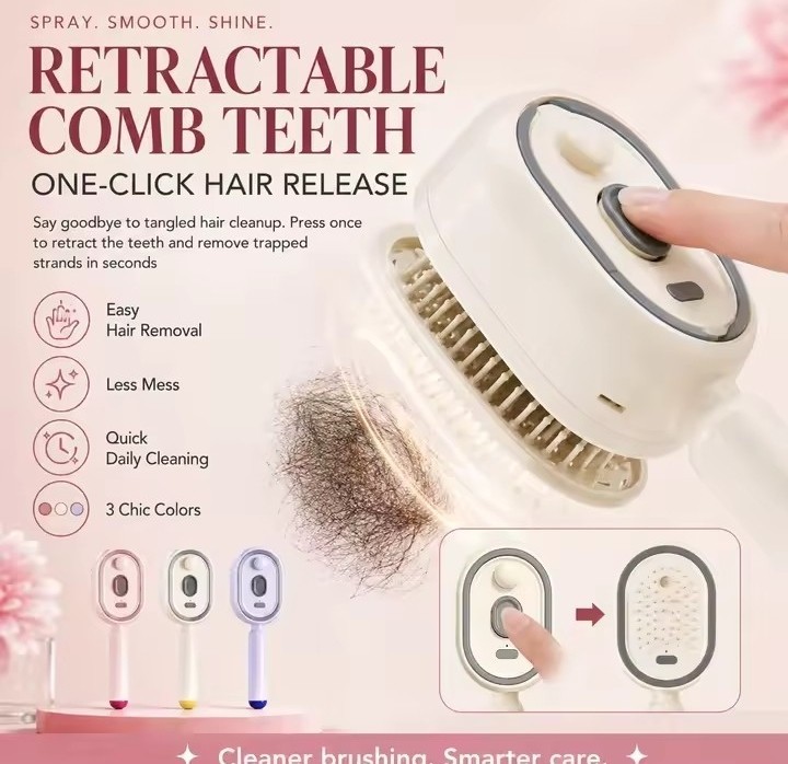 Electric Steaming Hair Straightener Brush Rechargeable Detangling Massage Spray