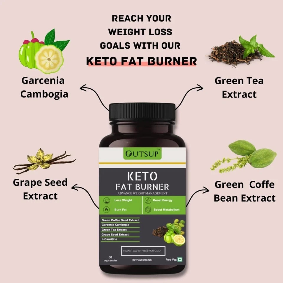 Keto Fat Burner 60 Capsules with L-Carnitine Garcinia Cambogia & Green Coffee
