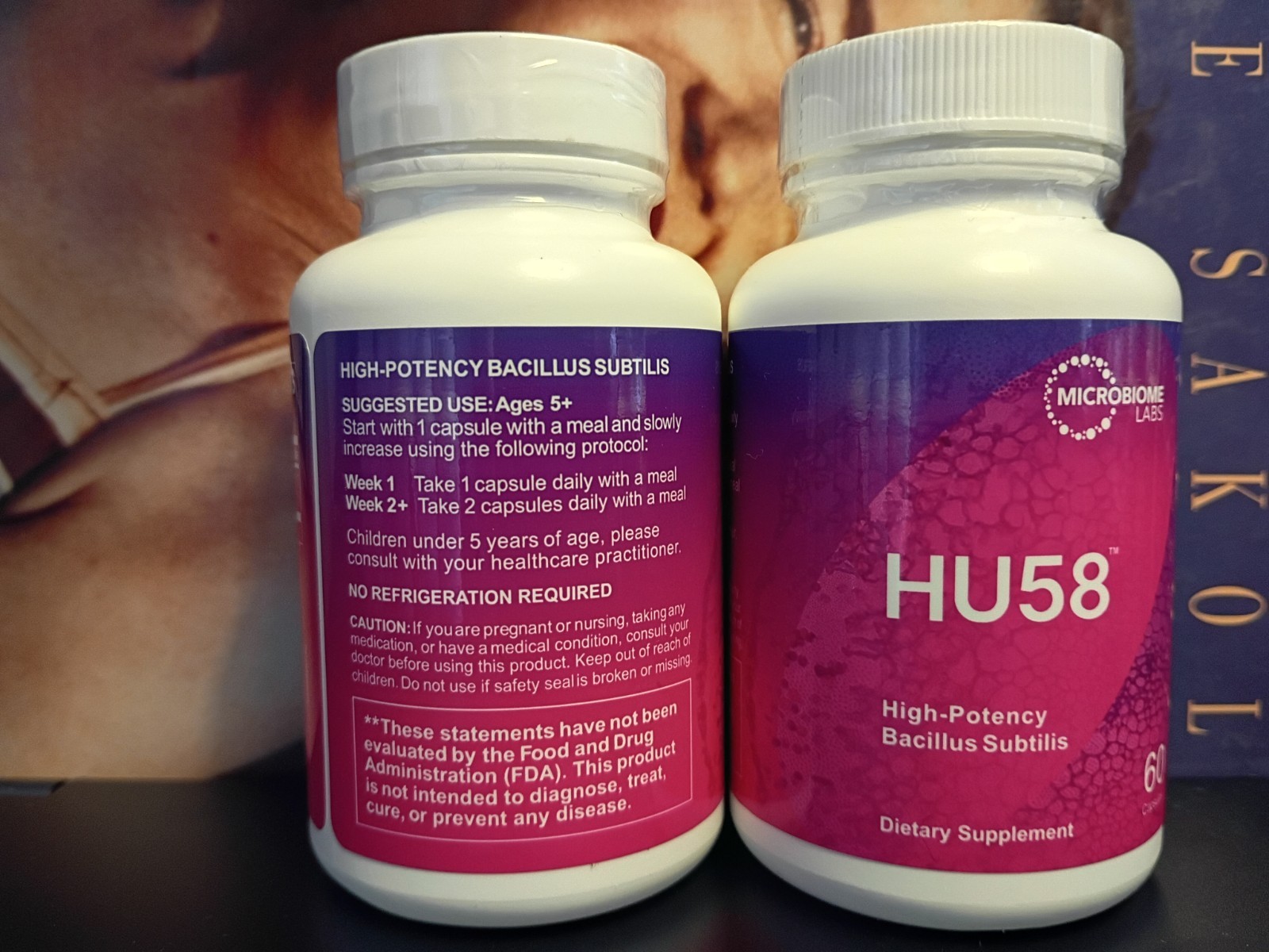 HU58 Microbiome Digestive Support Natural Laxative, Gut Health, 120 Caps (2Pack)